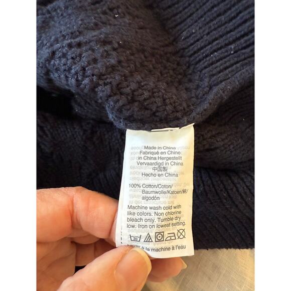J.Crew Mercantile Long Sleeve Cable Knit Pullover Sweater Blue Women's Medium - Picture 4 of 8